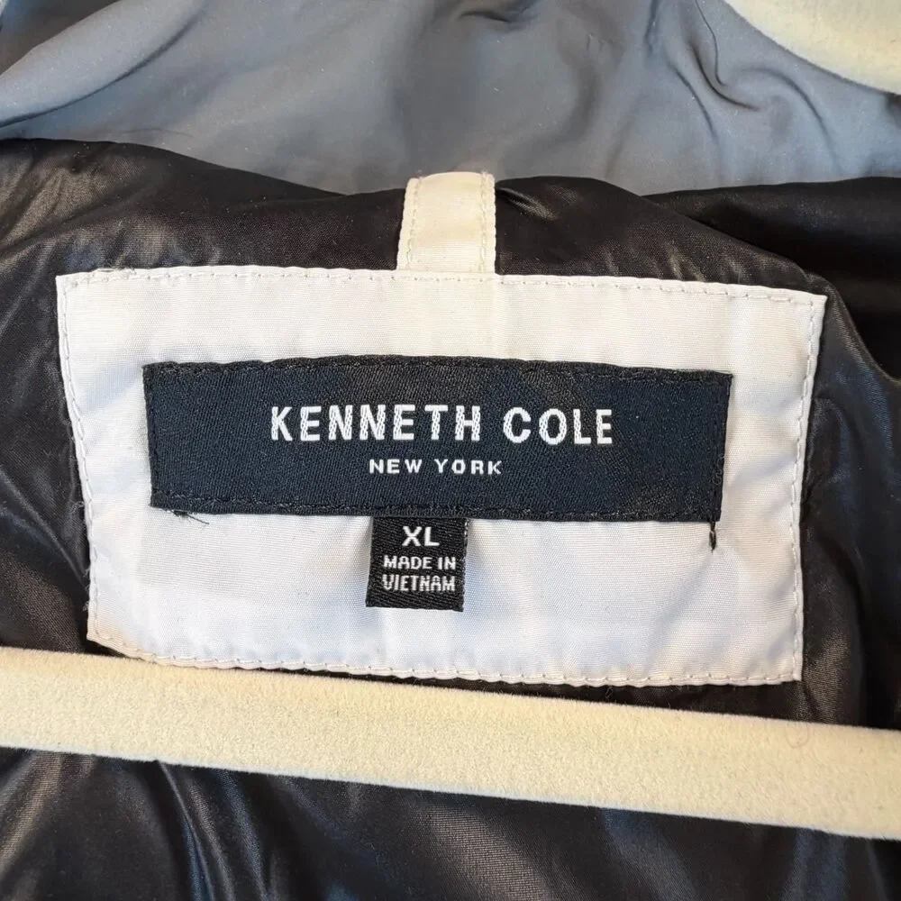 Kenneth Cole New York Puffer Jacket Men XL Hooded Gray